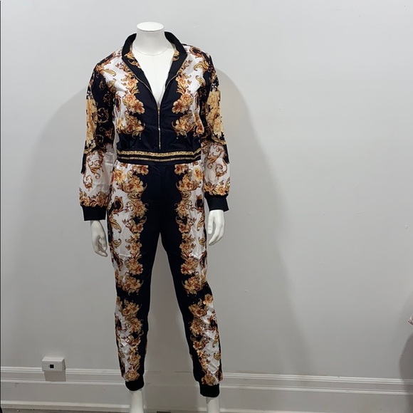 Paisley Front Zip Jumpsuit - Picture 2 of 3